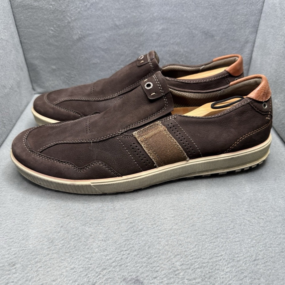 ECCO Men's Size 47 US 13-13.5 Brown Leather Slip On Casual Comfort Shoes